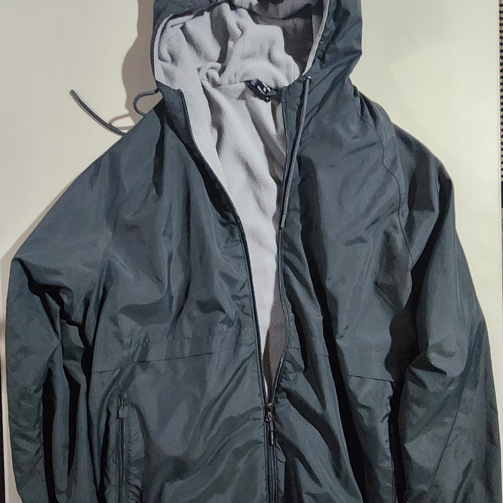 New Balance Men's Hunter Green Hooded Windbreaker With Fleece Lining Size XL